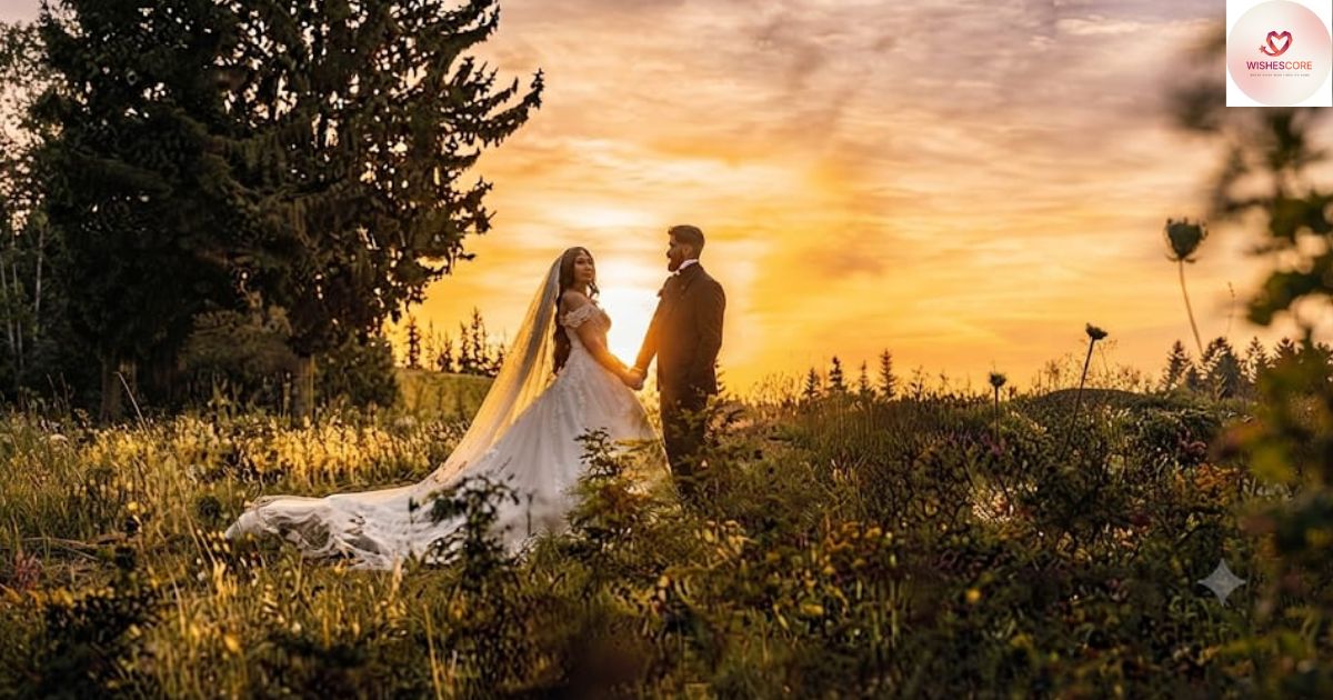 Bride and groom exchanging romantic wedding vows during a beautiful wedding ceremony with heartfelt promise examples