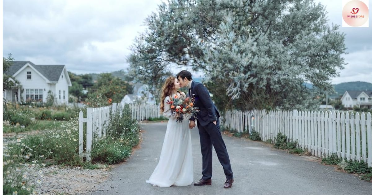 Bride and groom exchanging romantic wedding vows during a beautiful wedding ceremony with heartfelt promise examples