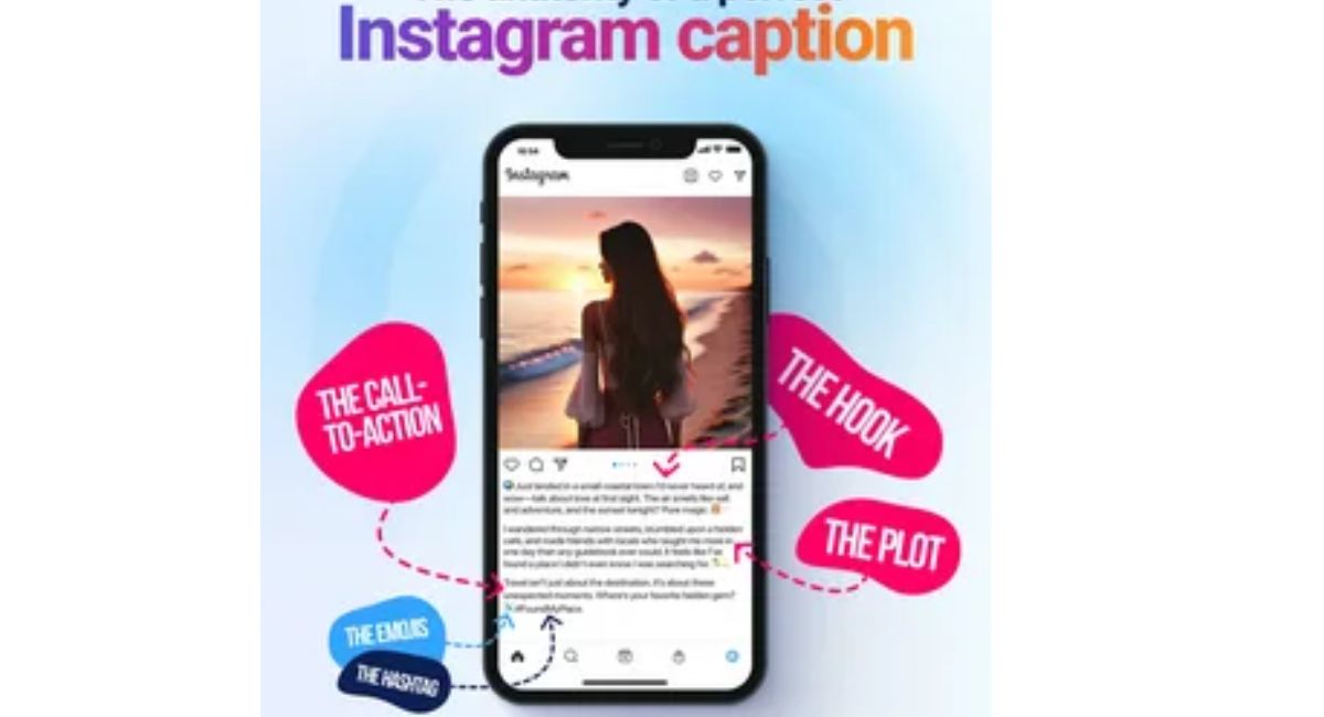 Stylish girl using unique and trending Instagram captions to create eye-catching social media posts with confidence and personality.