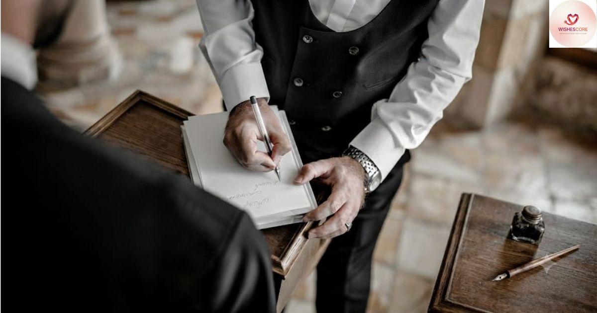 Bride and groom exchanging romantic wedding vows during a beautiful wedding ceremony with heartfelt promise examples