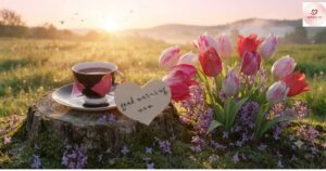 A beautiful good morning-themed image for mom featuring elegant floral elements, a warm background, and heartfelt typography celebrating love, gratitude, and morning blessings.